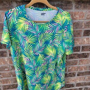 Lands End Tropical Print T-Shirt L